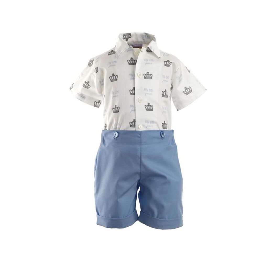 Rachel Riley Girls  Prince Shirt & Short Set, White